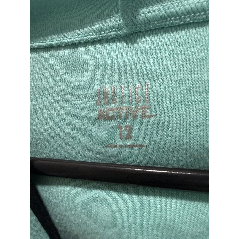 Justice Active Girls 12 Dance Hoodie Teal Aqua 1/4 Zip Pullover Hooded Y2K